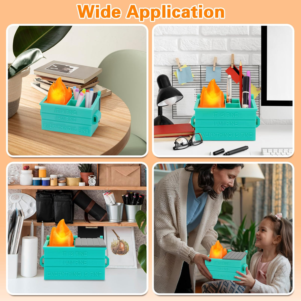 Dalycro Dumpster Fire Pencil Holder Fun Desk Accessories