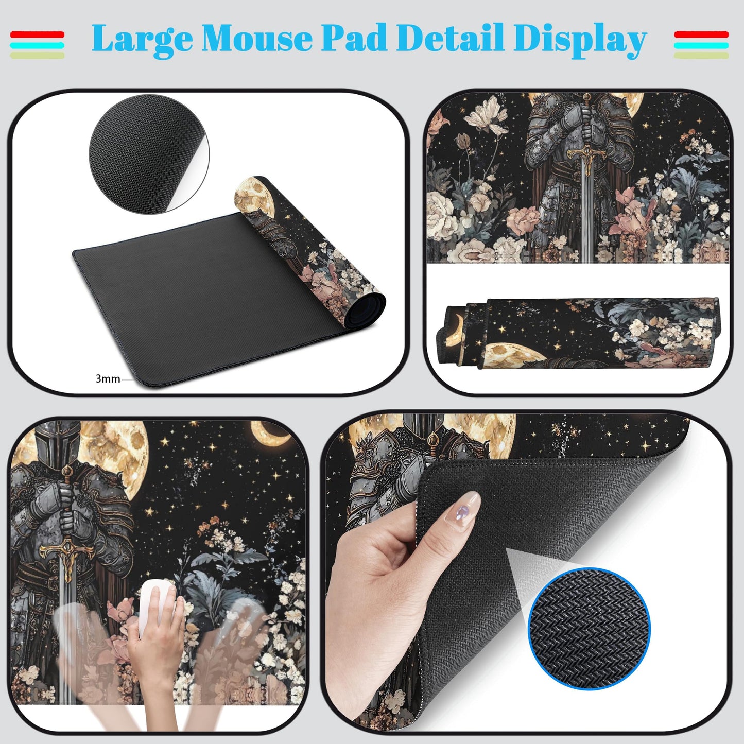 Cute Vintage Floral Mouse Pad Warrior Gaming Desk Mat Retro Flowers Mousepad XXL Large Extended