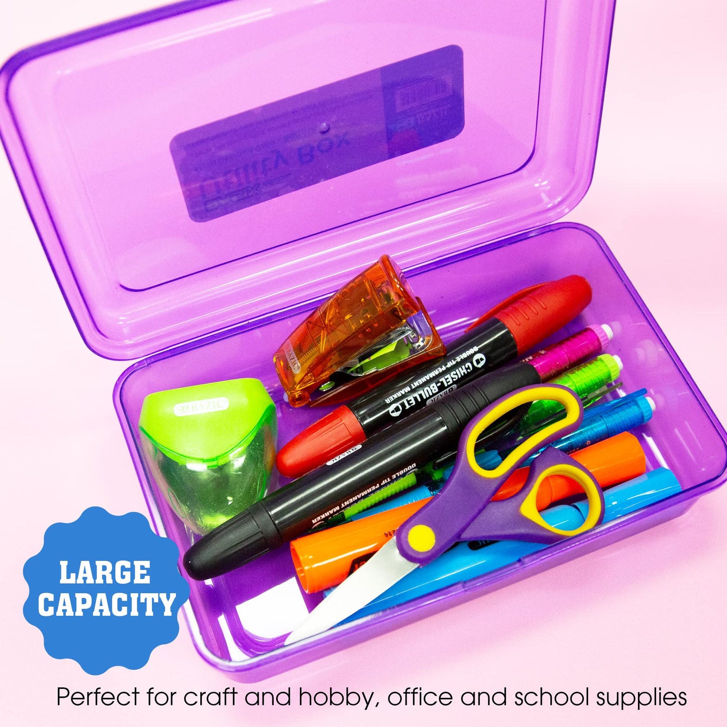 BAZIC PRODUCTS Basix Multipurpose Utility Box, for Desk Office School, Set of 4