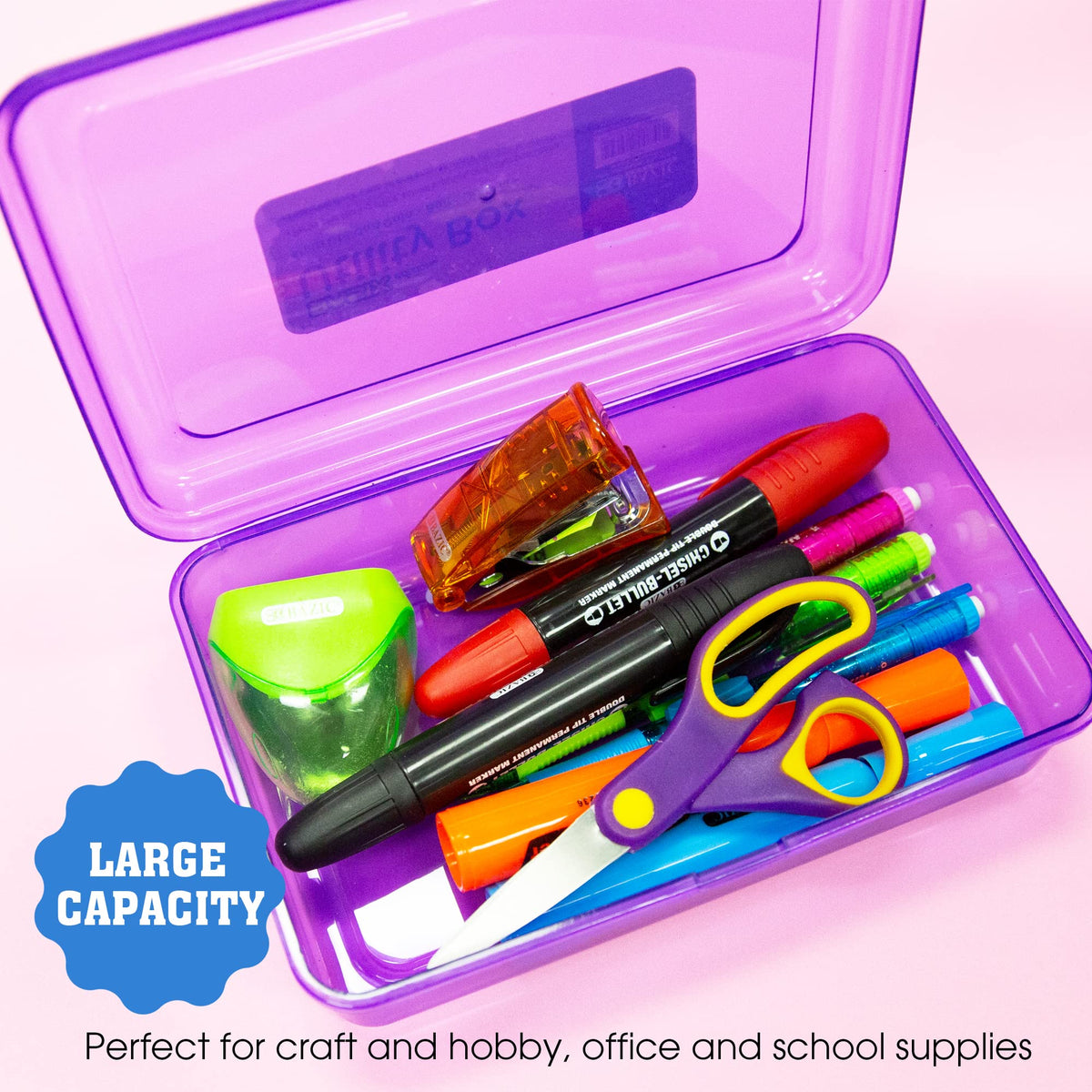 BAZIC PRODUCTS Basix Multipurpose Utility Box, for Desk Office School, Set of 4