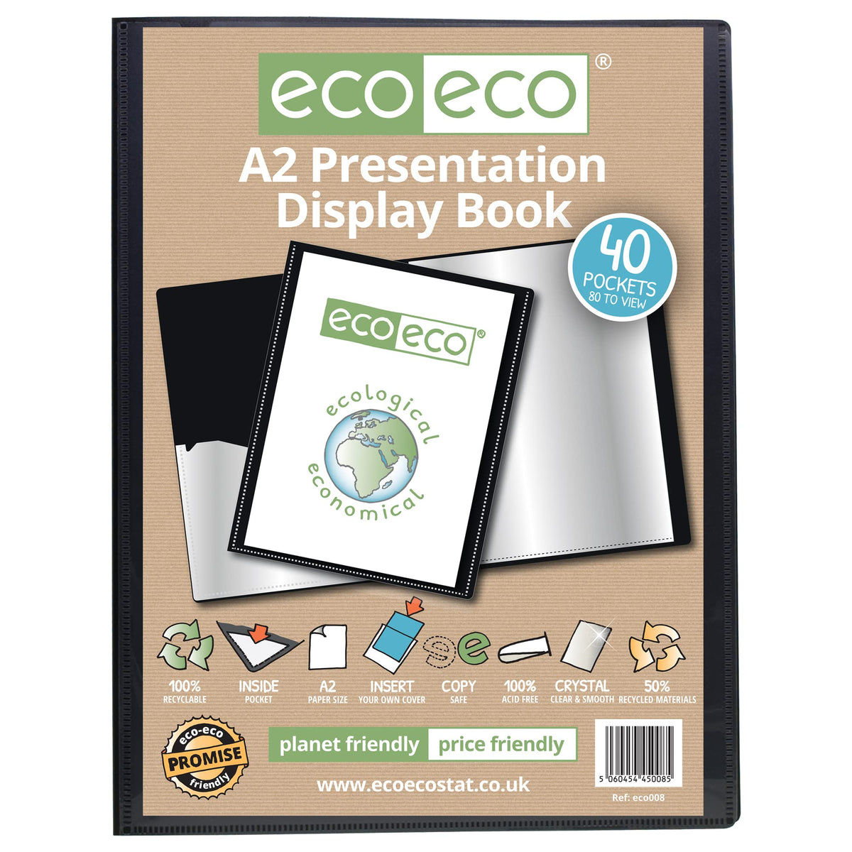 eco-eco A2 50% Recycled 40 Pocket Presentation Display Book
