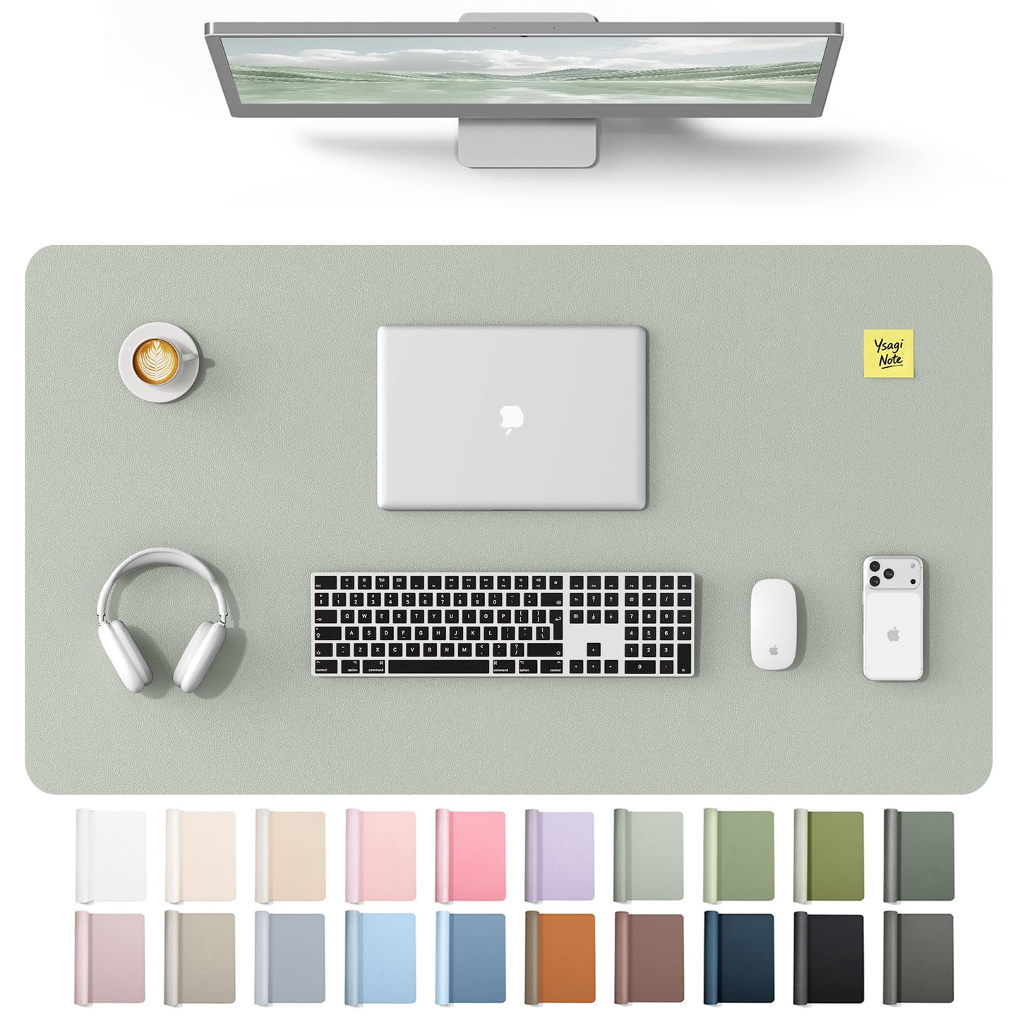 YSAGi Leather Desk Protector, Office Mat, Large Mouse Mat, Non-Slip PU Leather Blotter, Laptop Desk