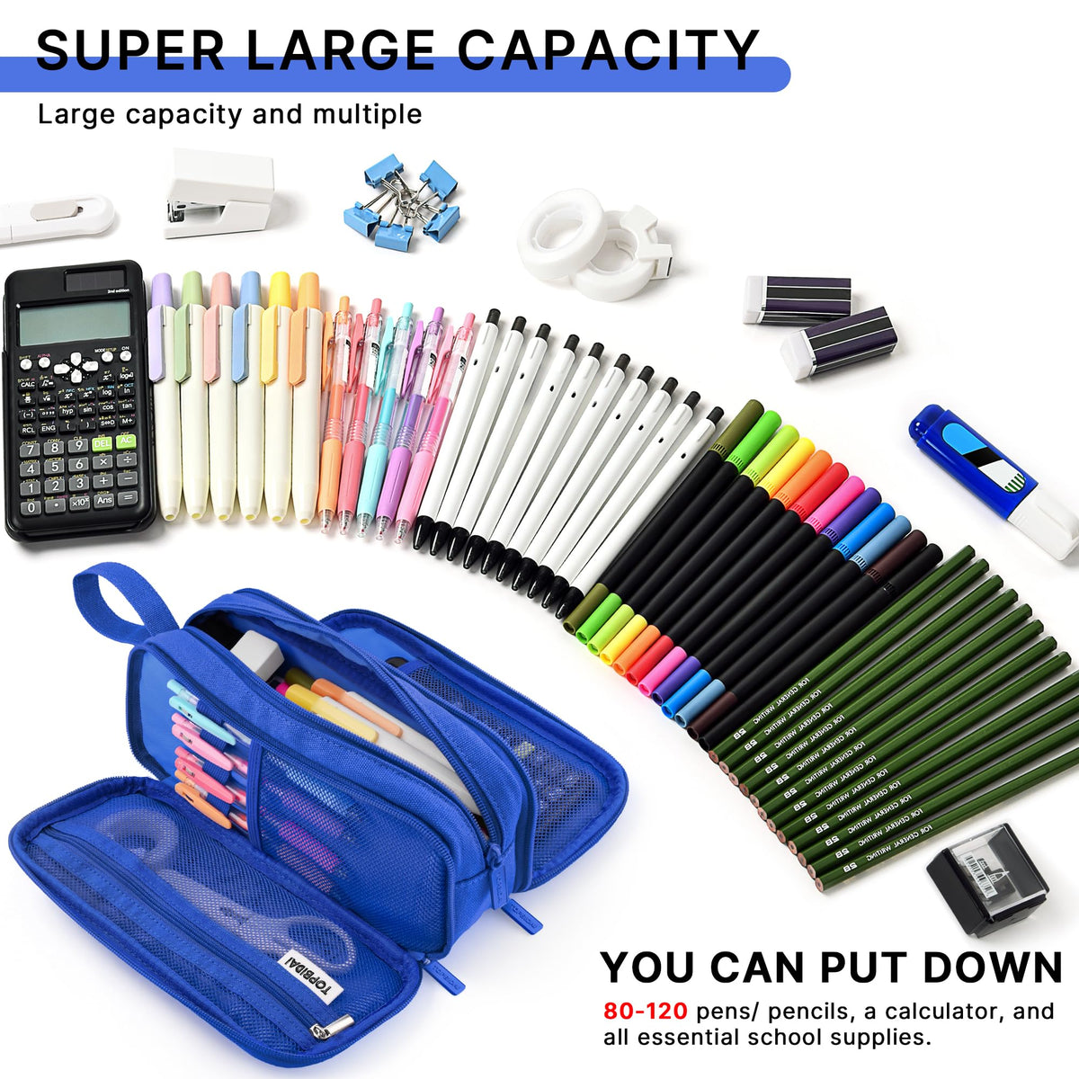 TOPBIDAI Large Pencil Case Pouch for Girls Boy Women Men Adults