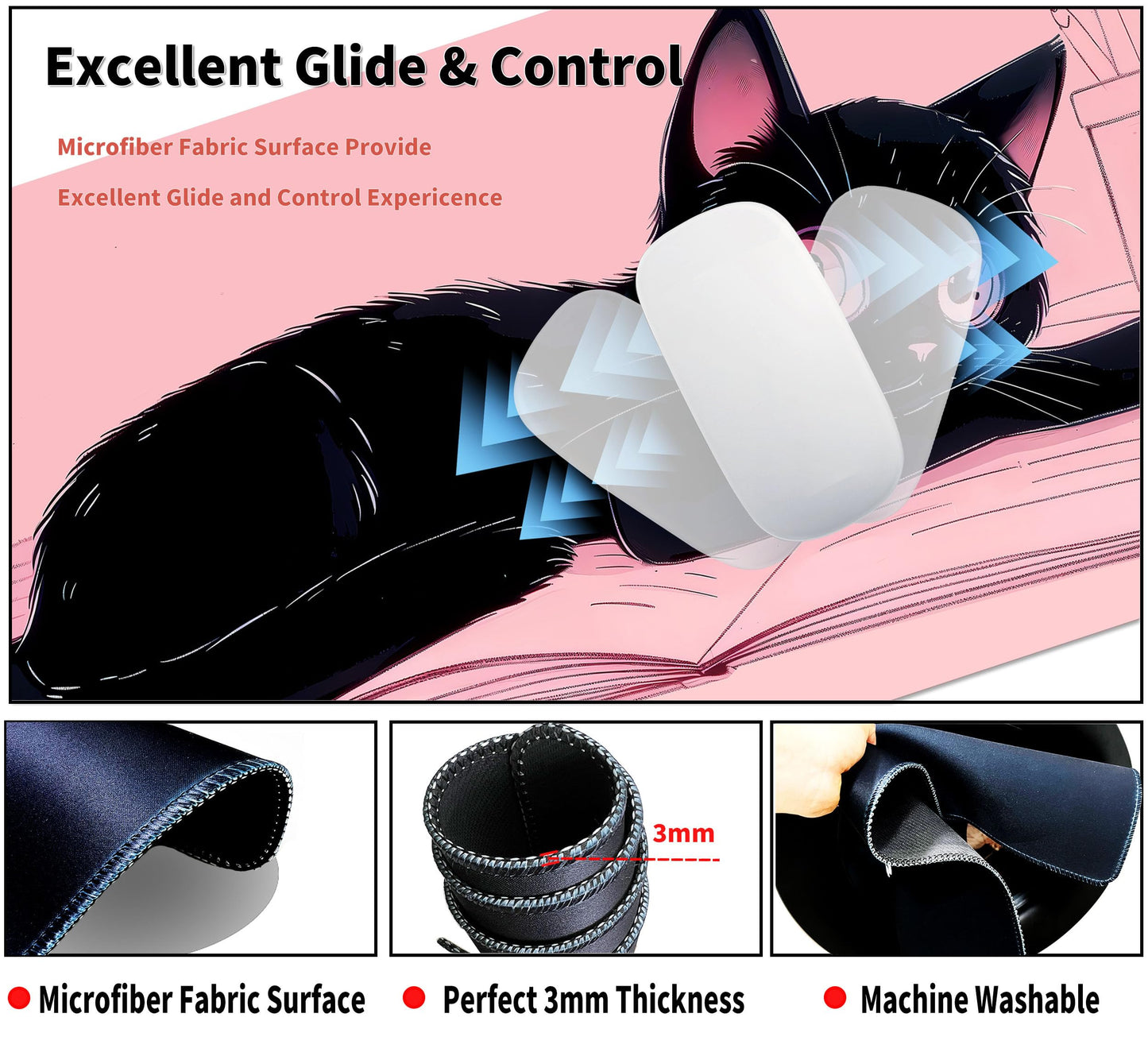 Extended Mouse Pad with Coaster 31.5 x 11.8 Desk Pad Full Desk Mousepad Stitched Edges Desk Mat