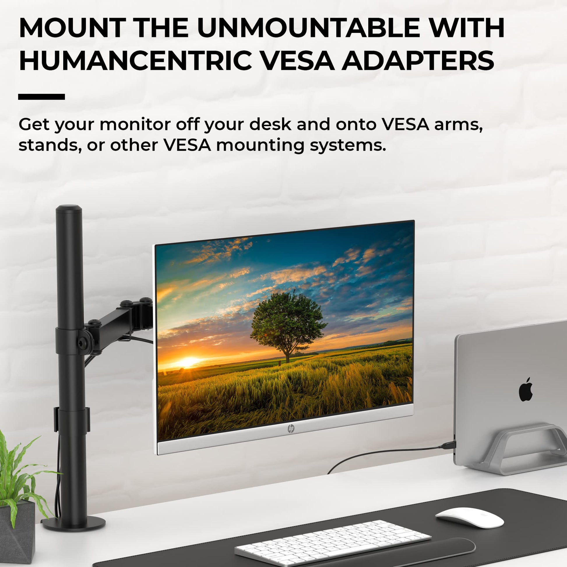 HumanCentric VESA Mount Adapter for HP Monitors, Adapter Bracket (White)