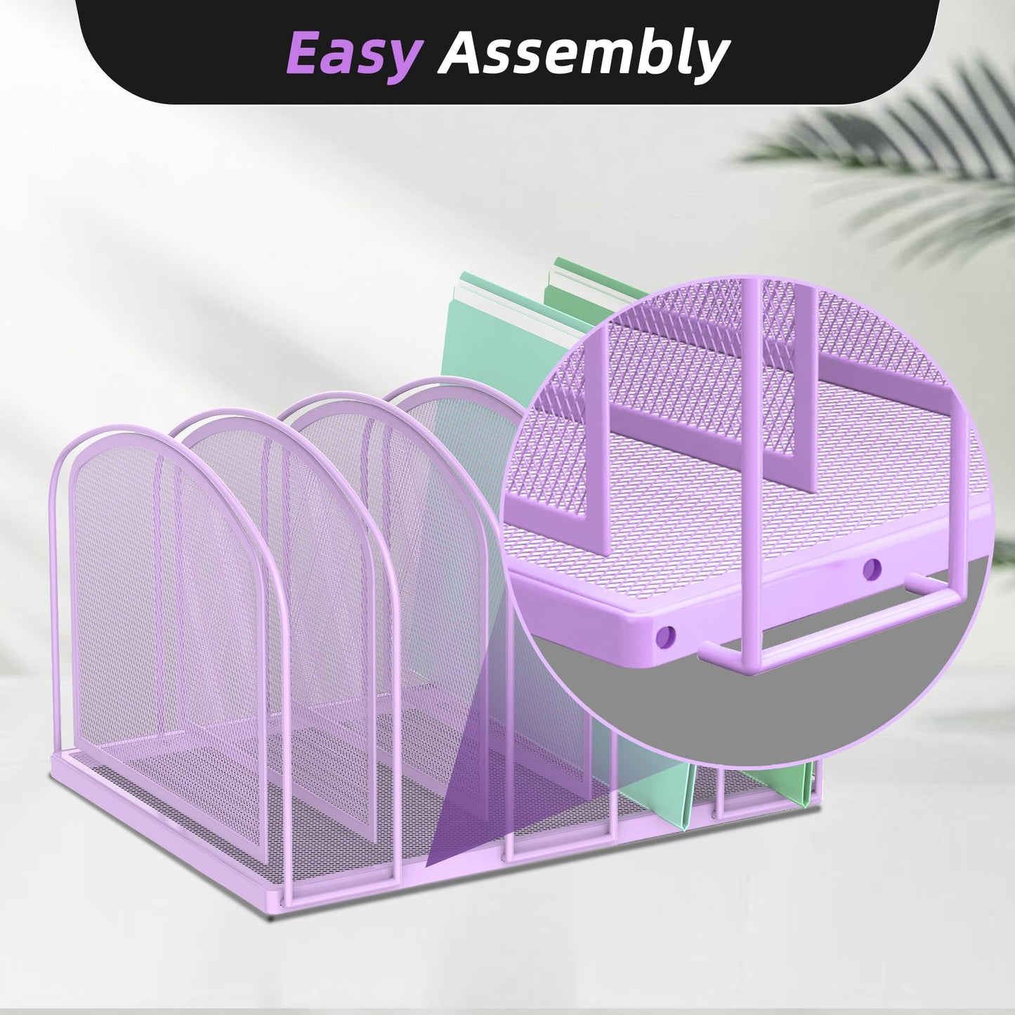 SUPEASY File Organizer 5-Section Mesh Desk Organizer, Upright File Organizer Desktop Organizer File