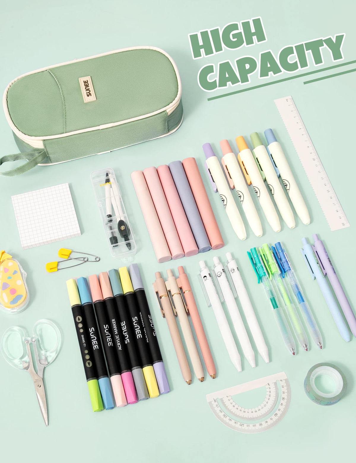 SUNEE Cute Pencil Case, Large Pencil Pouch, Aesthetic Big Pencil Bag with Zipper, Kawaii Stationery