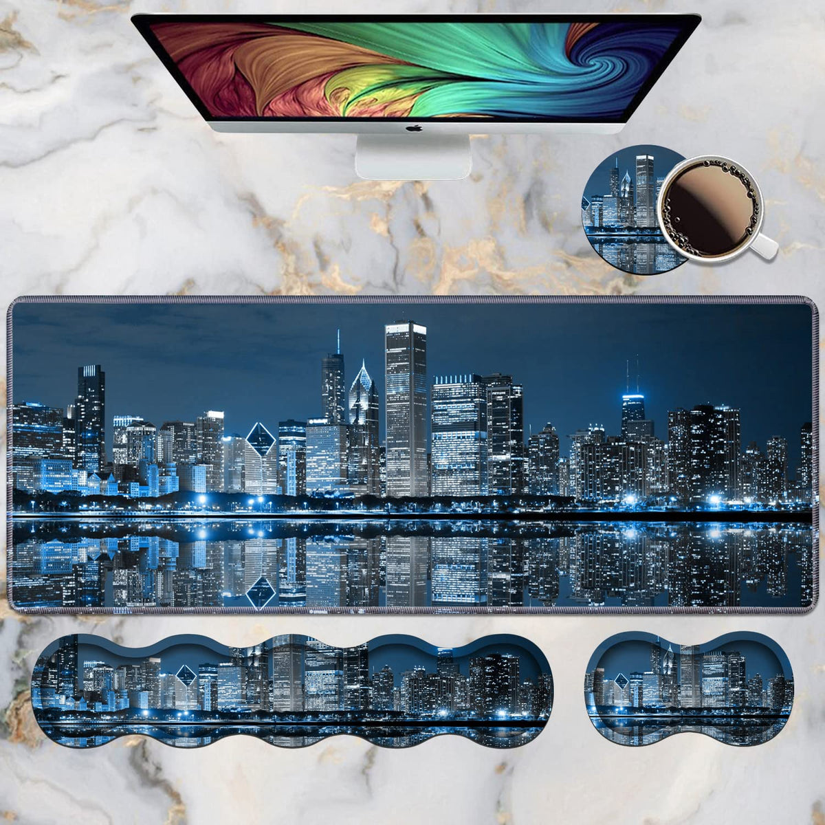 Ergonomic Keyboard Wrist Rest & Mouse Pad Wrist Rest Set, Large XXL Gaming Desk Mat 31.5"x 11.8"