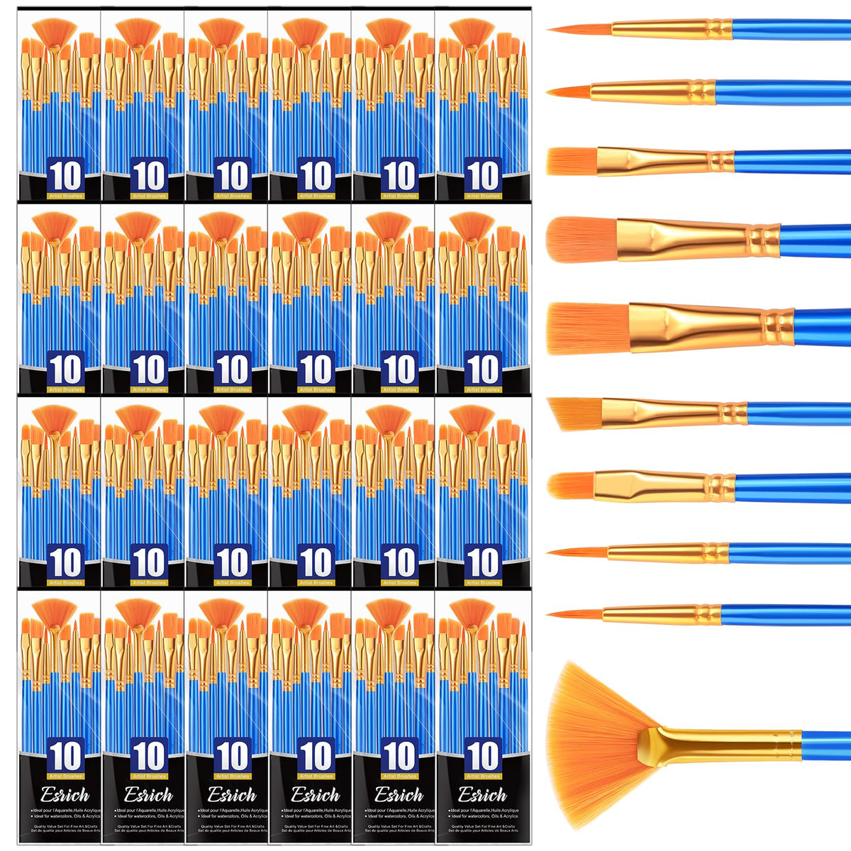 ESRICH 240PCS Paint Brushes, Paint Brush for Acrylic Painting