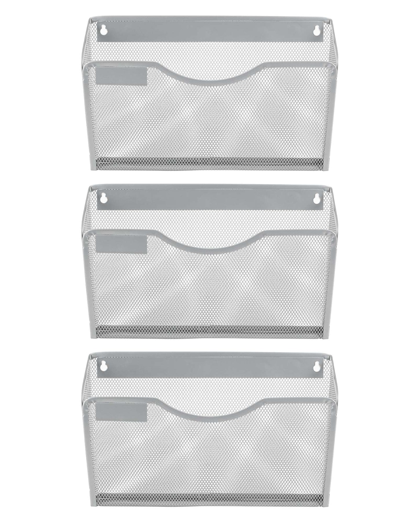 EasyPAG 3 Pack Wall File Organizer with Label Panel, Metal Mesh Hanging File Folder Holder for