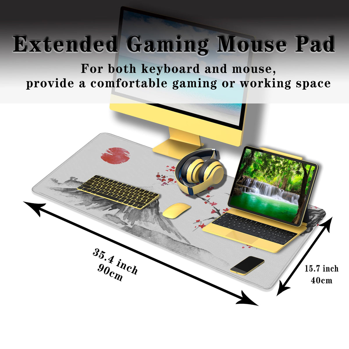 Samgula Large Mouse Pads White, Home Office Desk Pad Gaming Mat, Desk Mat Large Non-Slip Rubber