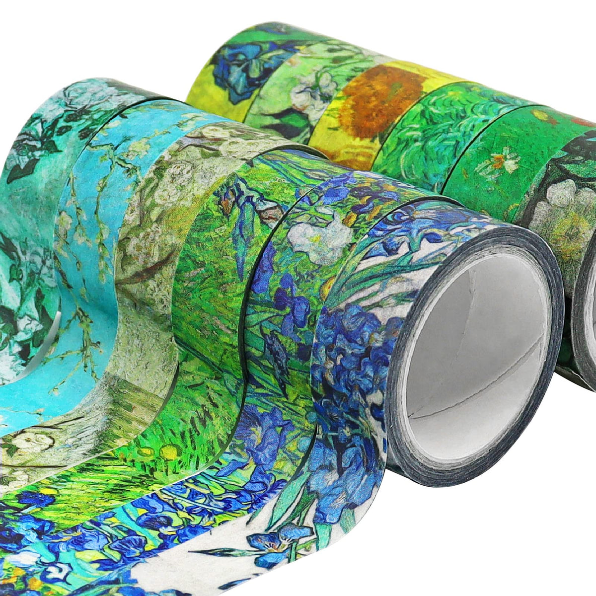 Berkin Arts 12 Rolls Art Floral Designs Washi Tape Set - 15 mm Wide Decorative Adhesive Masking