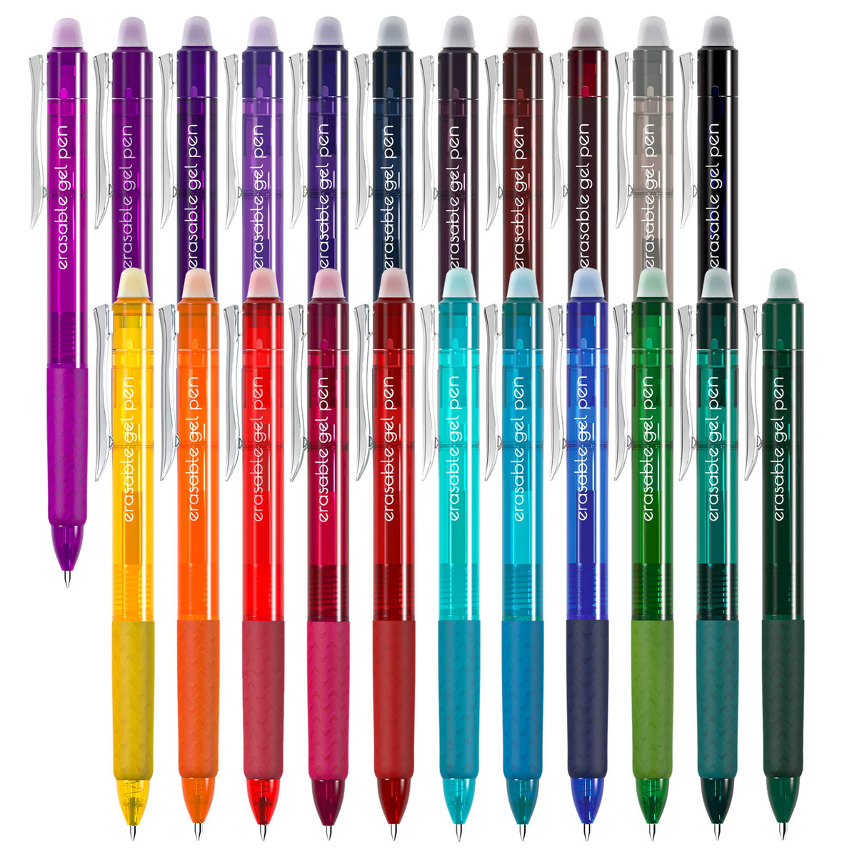 Vanstek 22 Colors Retractable Erasable Gel Pens Clicker, Fine Point(0.7), Make Mistakes Disappear