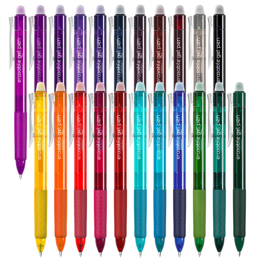 Vanstek 22 Colors Retractable Erasable Gel Pens Clicker, Fine Point(0.7), Make Mistakes Disappear