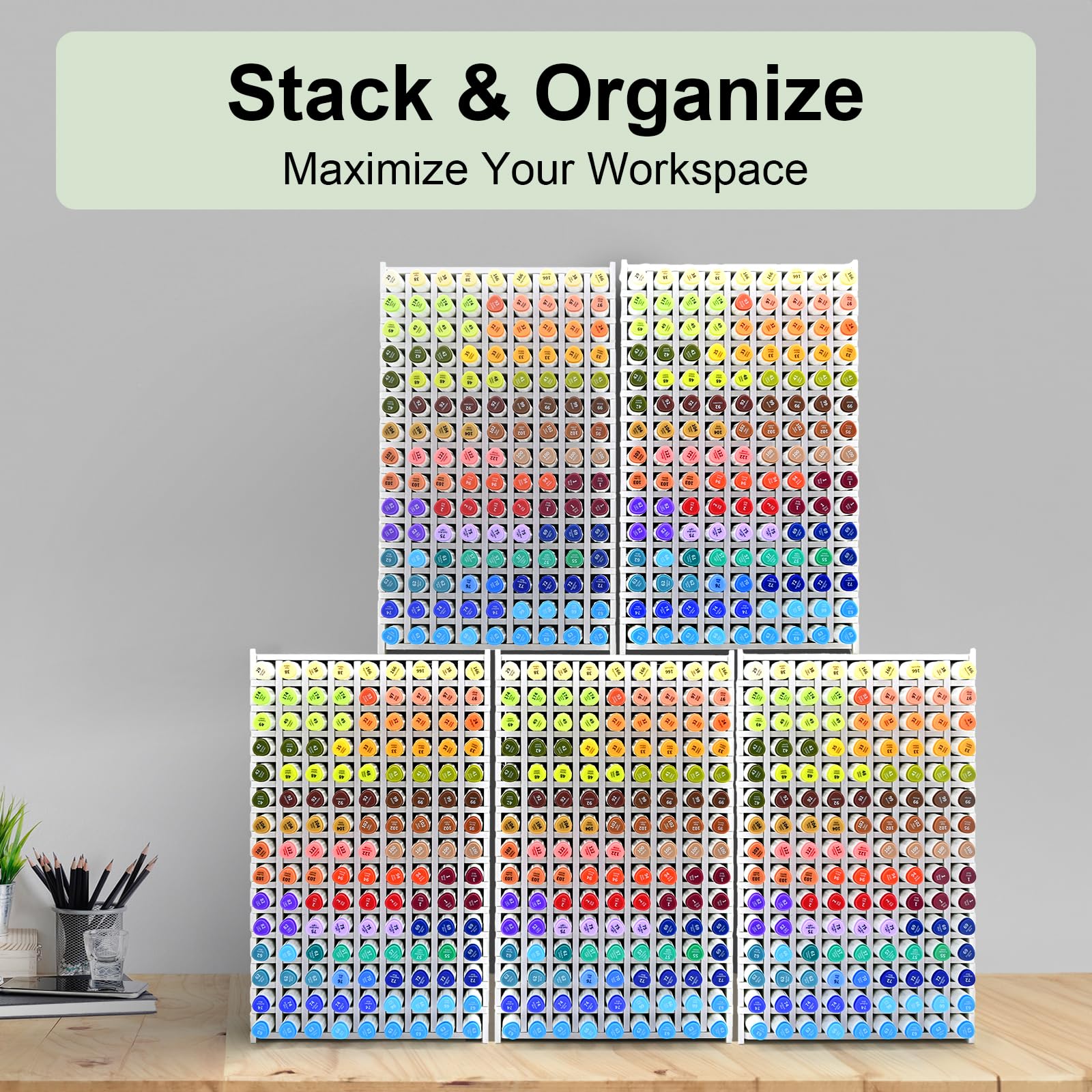 LOSADY Marker Organizer, 135-Slot Marker Holder with Adjustable Dividers