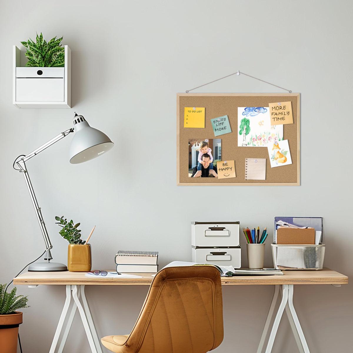 DAHAPYBOO 24x18 Cork Board for Office with Pin Oak Wood Boards,