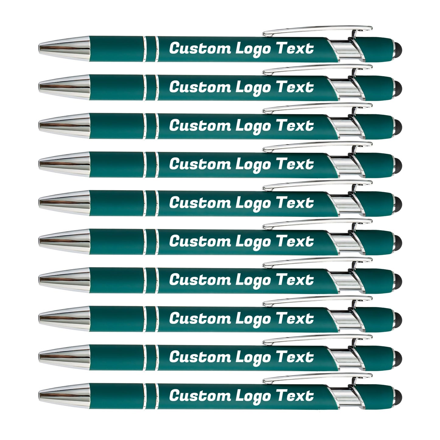 HEYZARDA Custom Pens Ballpoint with Stylus for Events, Dark Green, 10 Pcs