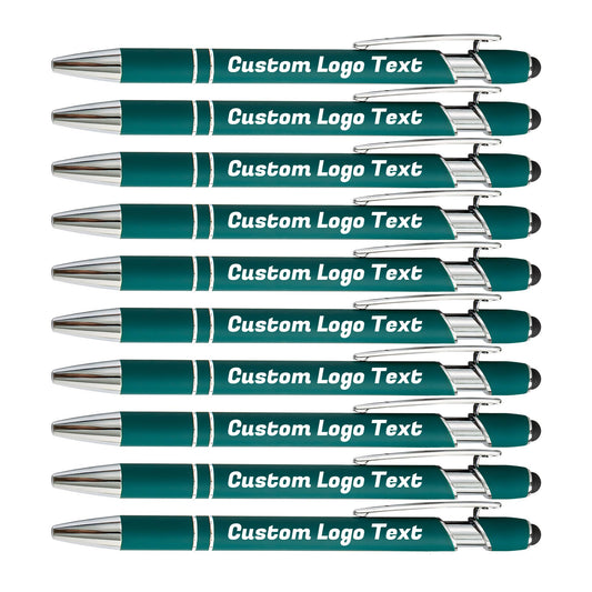HEYZARDA Custom Pens Ballpoint with Stylus for Events, Dark Green, 20 Pcs