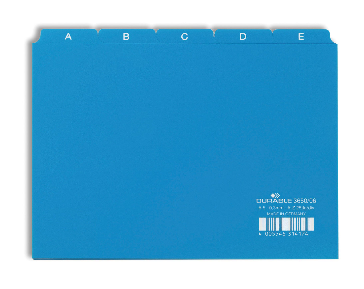 Durable 3650-06 Guide Card Set DIN A5 Straight PP Blue