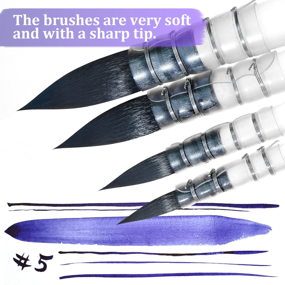 FLYDOM ART Watercolor Paint Mop Brushes Set, Mop Paint Brushes,Soft Synthetic Squirrel Hair