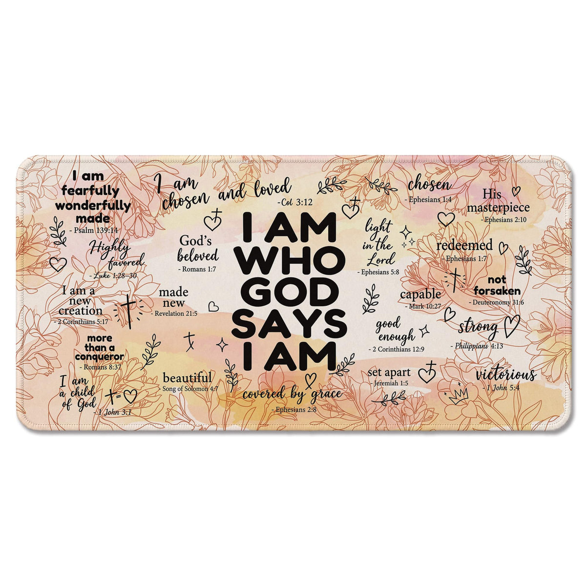 DOFQZ God Says I Am Christian Desk Mat Large Mouse Pad 31.5x15.7 Inch,M001