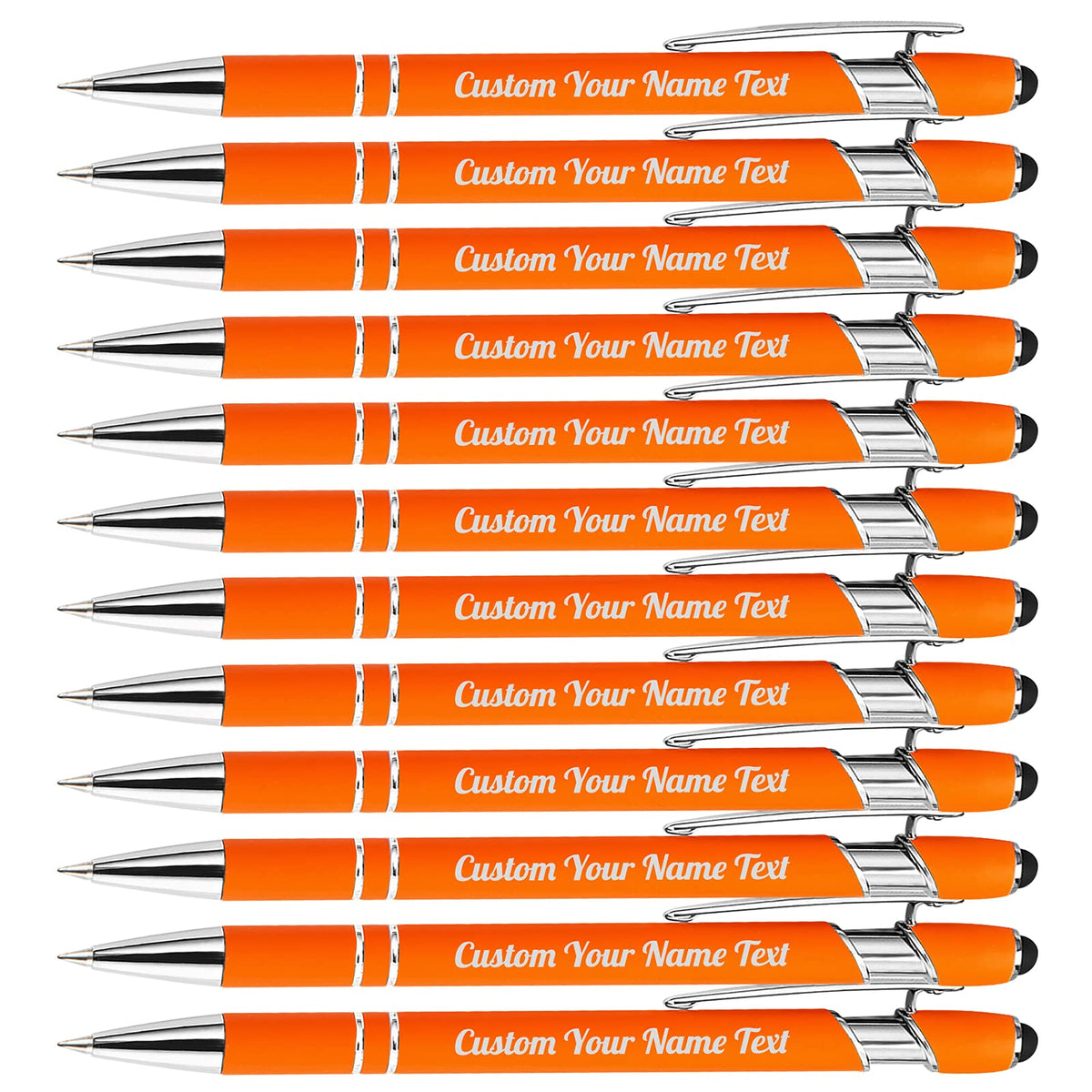 12PCS Personalized Pens Bulk with Name Free Engraving,Custom Ballpoint Pens with Stylus,Engraved