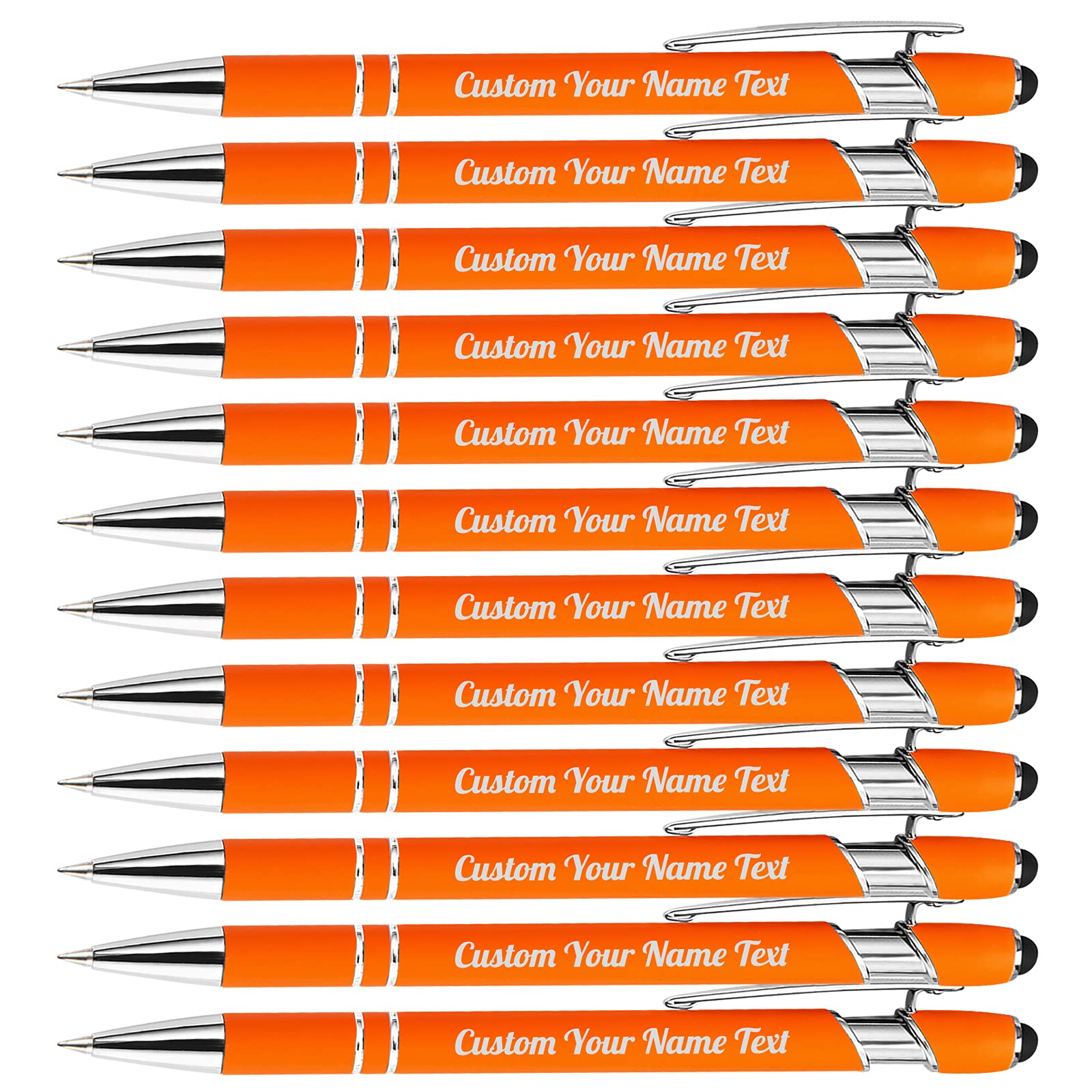 12PCS Personalized Pens Bulk with Name Free Engraving,Custom Ballpoint Pens with Stylus,Engraved