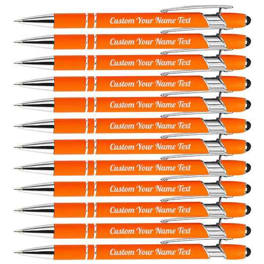 12PCS Personalized Pens Bulk with Name Free Engraving,Custom Ballpoint Pens with Stylus,Engraved