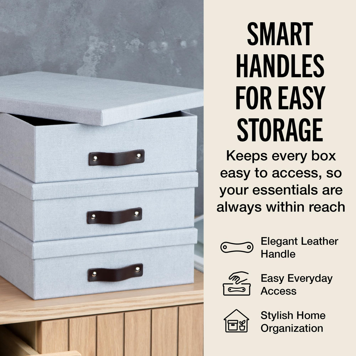 Bigso Oskar Canvas Fiberboard Document Letter Box - File Organizer Box for Important Paperwork
