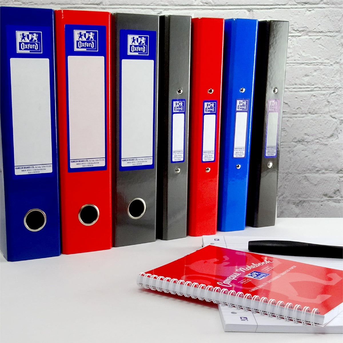 Oxford A4 Ring Binders, Red/Black/Blue, Pack of 3 Folders 40mm
