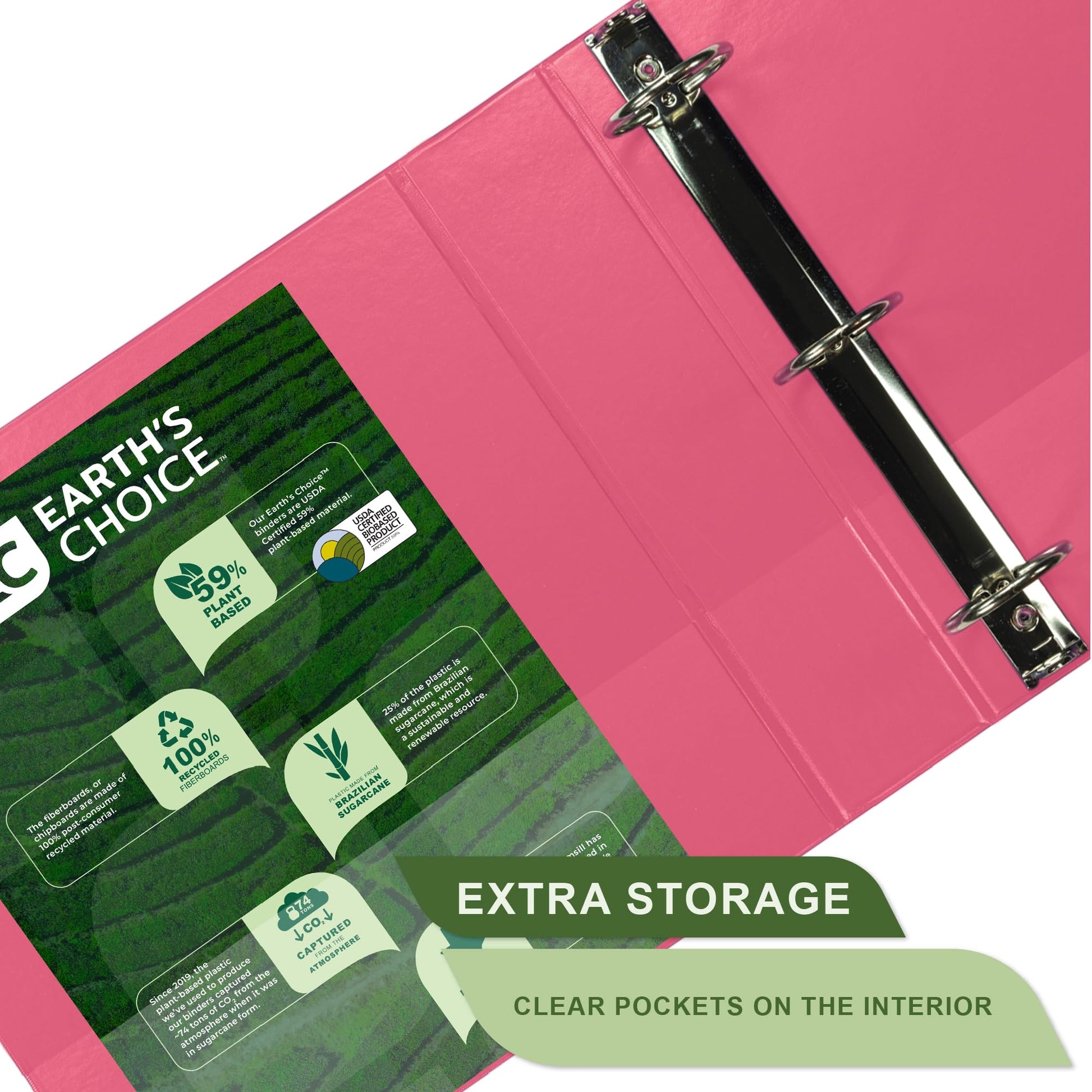 Samsill Plant-Based 2 Inch Durable Round Ring, View Binder, Eco-Friendly, USDA Certified Biobased