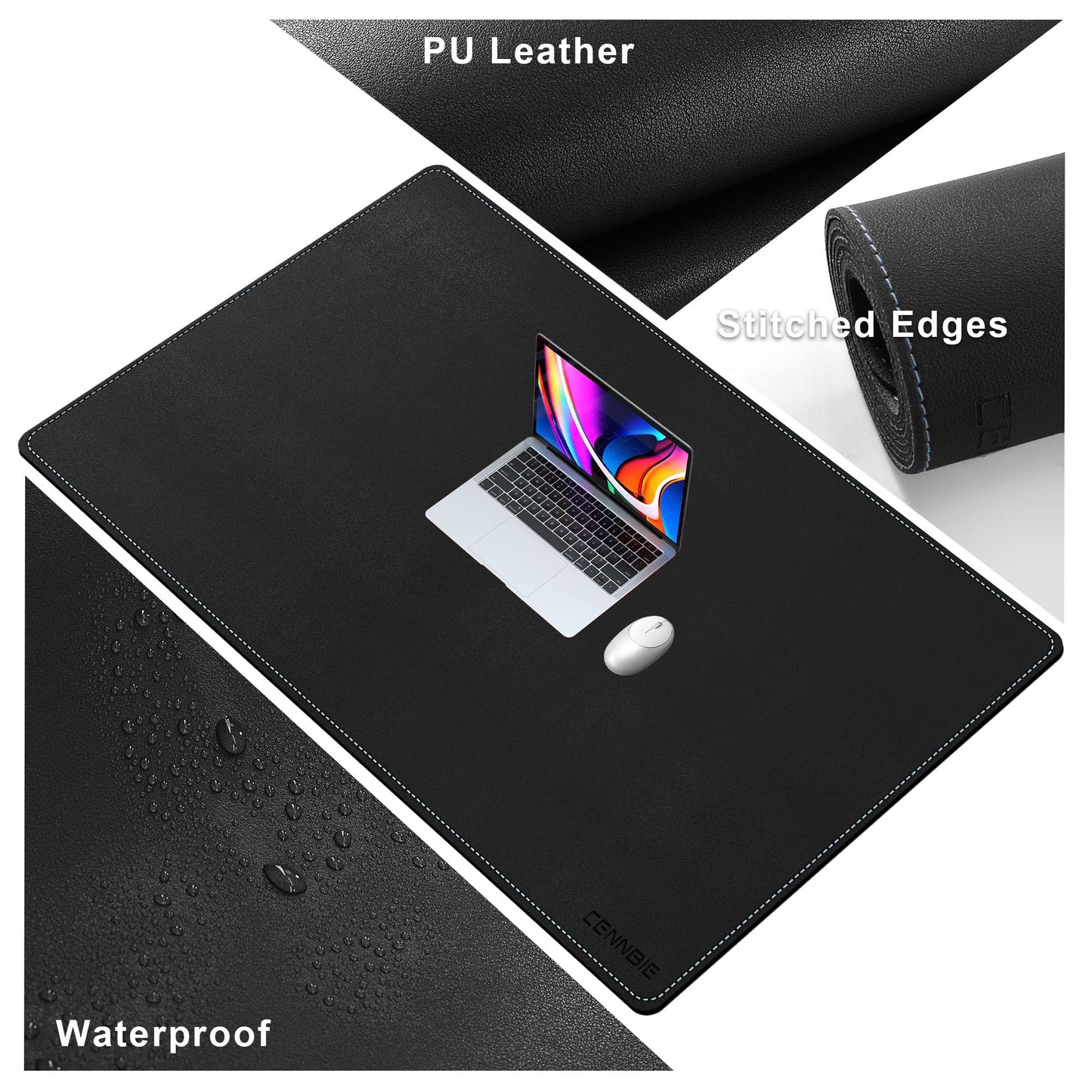 CENNBIE Leather Desk Pad, 51.2" x 31.4" Extra Large Leather Desk Mat Blotter Protector, Non-Slip