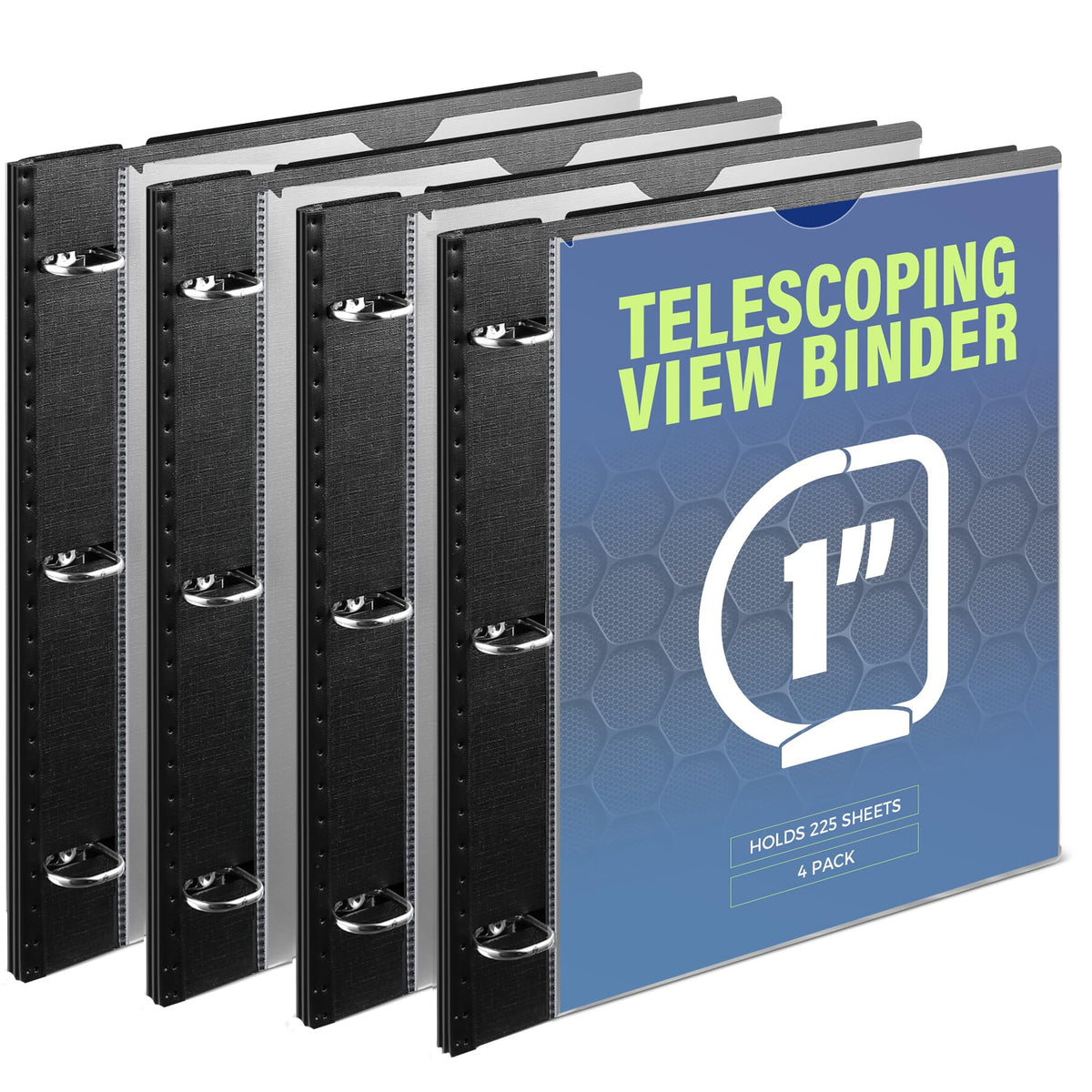 WOT I 1 Inch Telescoping 3 Ring Binder 4 Pack, Expandable Flexible Binder with Customizable Front