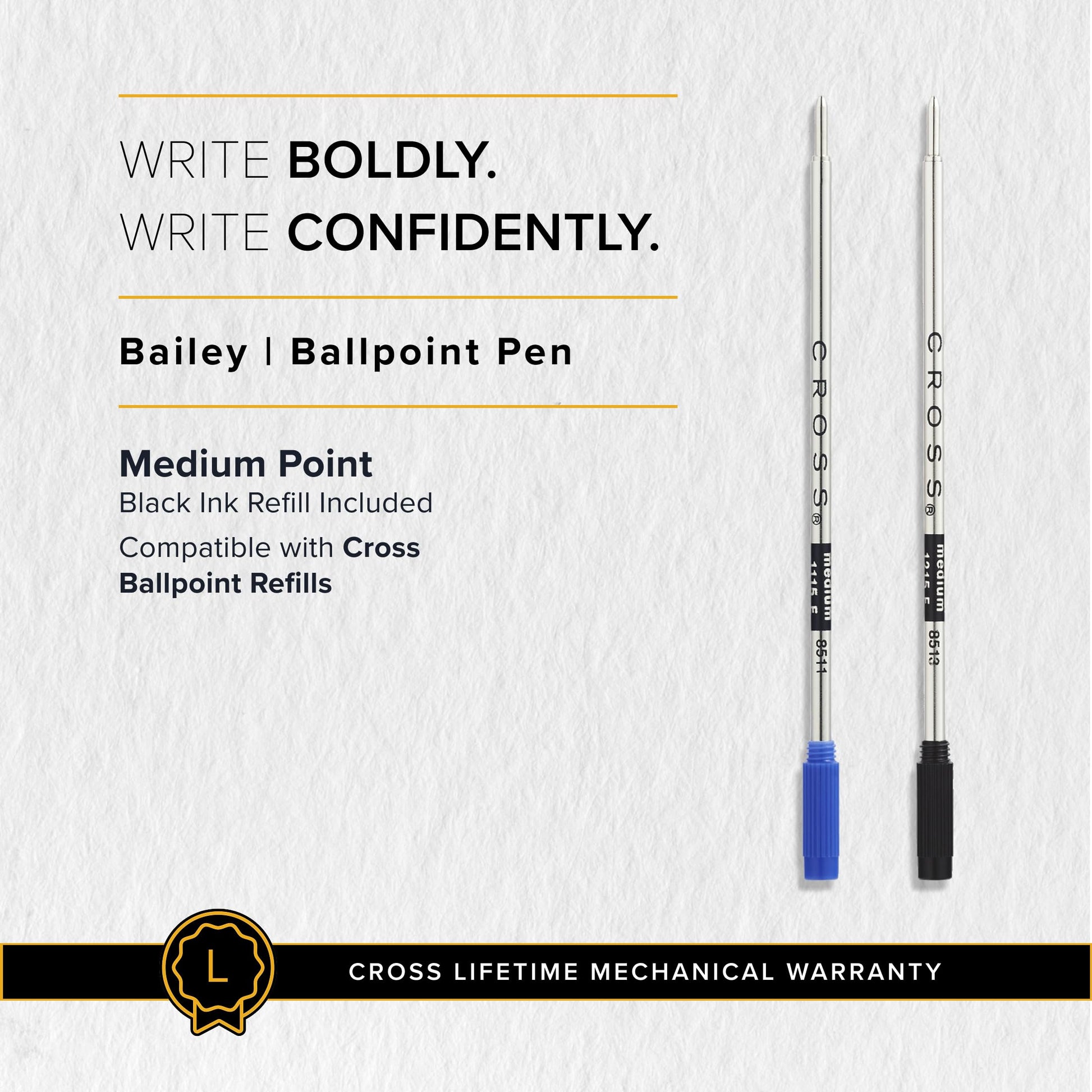 Cross Bailey Medalist Ballpoint Pen, Medium Point, Black Ink