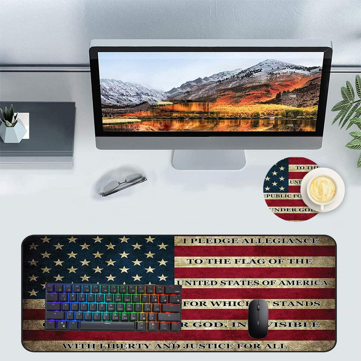 Extended Gaming Mouse Pad and Coaster, Large Non-Slip Rubber Base Mousepad with Stitched Edges