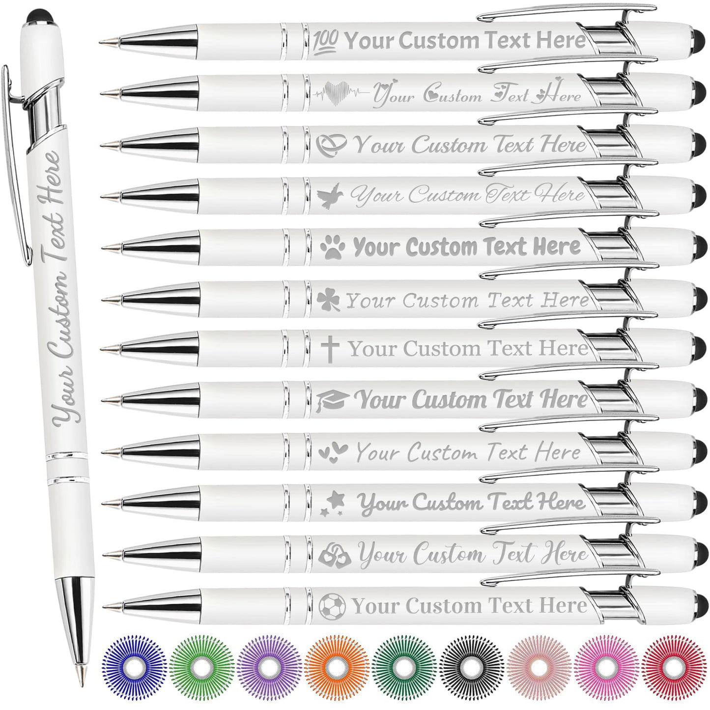 Personalized Pens with Name, Custom Pen Customized, 0.5 mm Engraved Ballpoint Pens Bulk with Logo