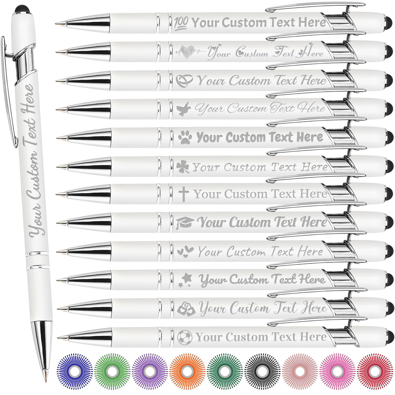 Personalized Pens with Name, Custom Pen Customized, 0.5 mm Engraved Ballpoint Pens Bulk with Logo