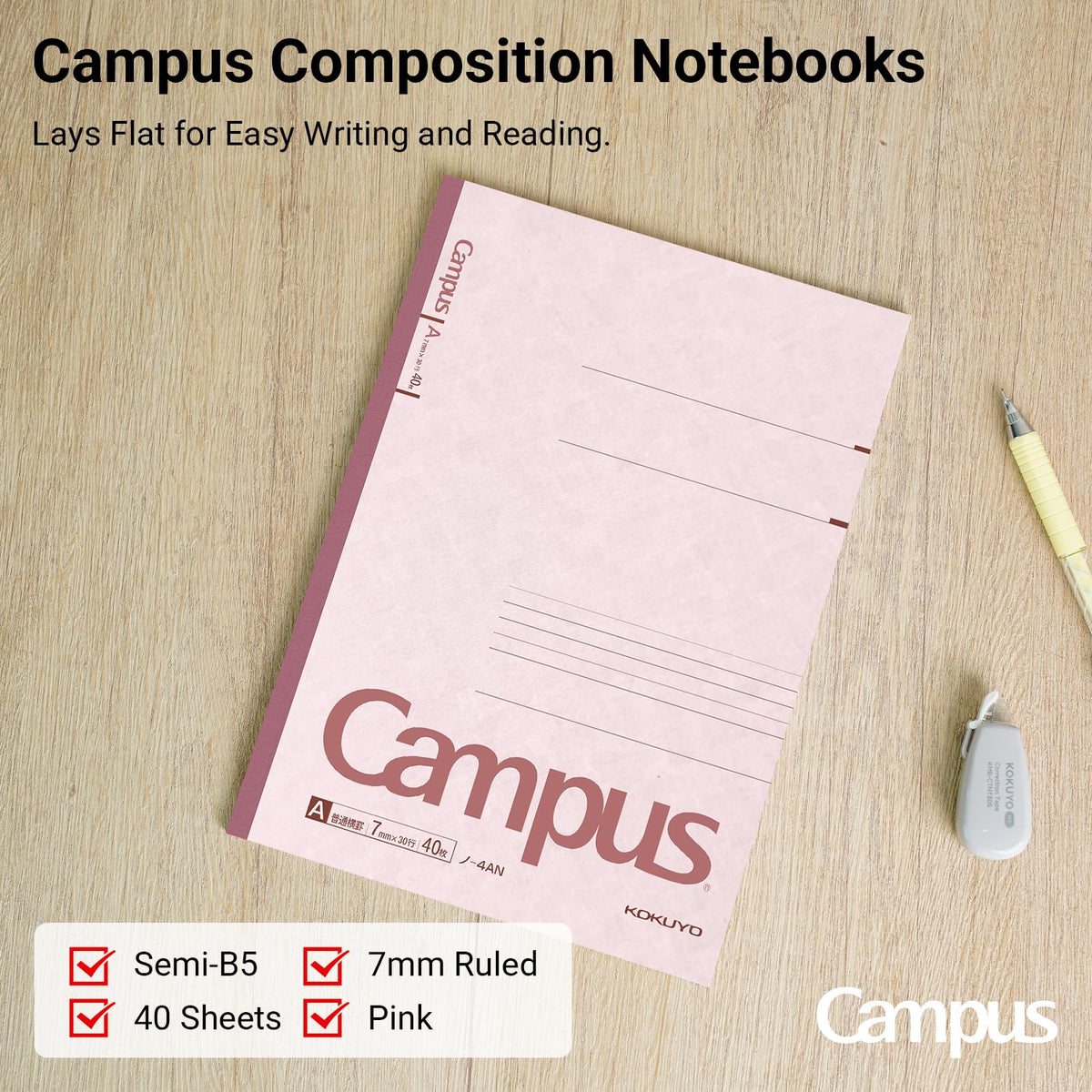 KOKUYO B5 Composition Notebooks, 5 Pack Campus Comp Book with 7mm Ruled