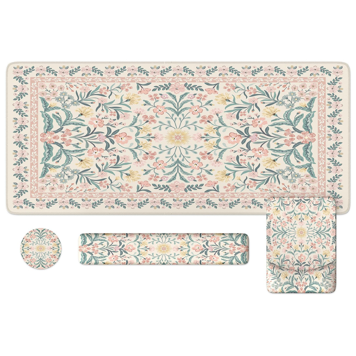 iLeadon Pink Desk Mat Set Cute,Mouse Pad and Keyboard Pad Mat for Desk