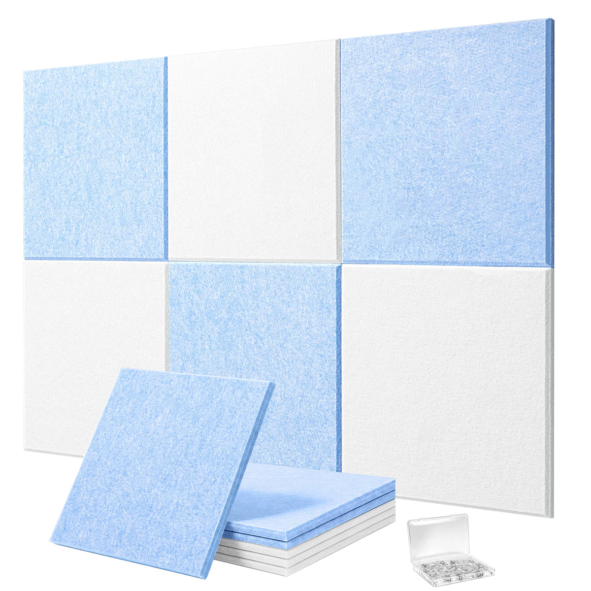 G Gamit 0.47" Thick Felt Pin Board 36"x24" Large Cork Board Alternative 6 Pack 11.81"x11.81"Felt