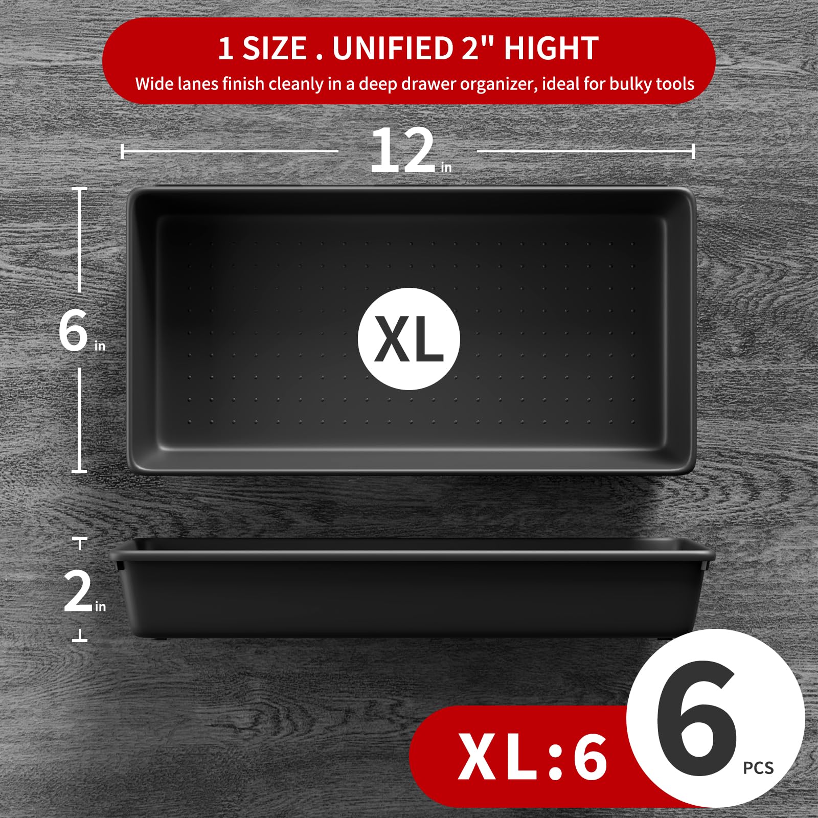 【6 PCS Extra-Large】 Tool Box Drawer Organizer Trays with Non-slip Pads, Heavy-Duty Tool Chest