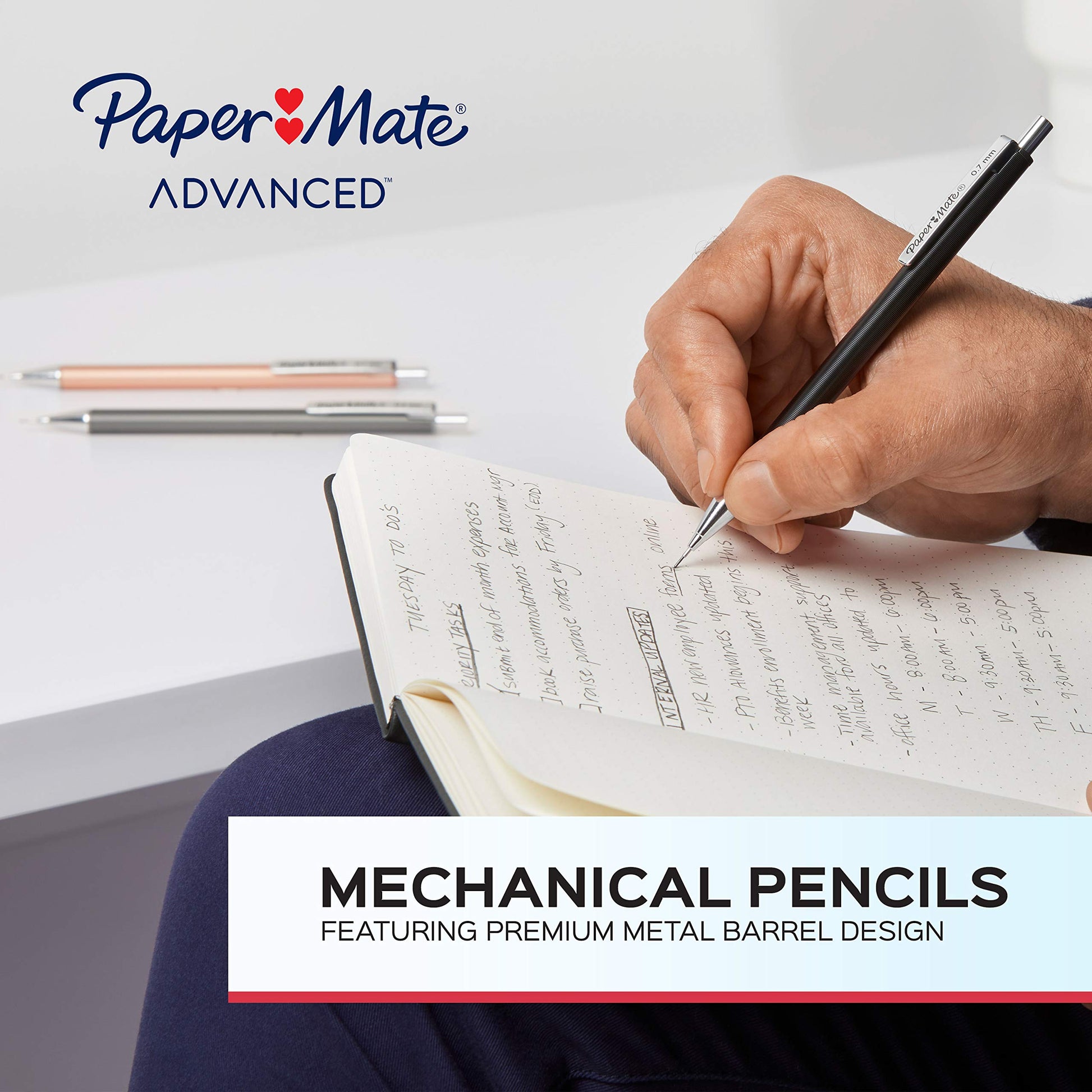 Paper Mate Advanced Mechanical Pencils, Premium Metal Barrels, Black and Gun Metal Gray, 0.5 mm #2