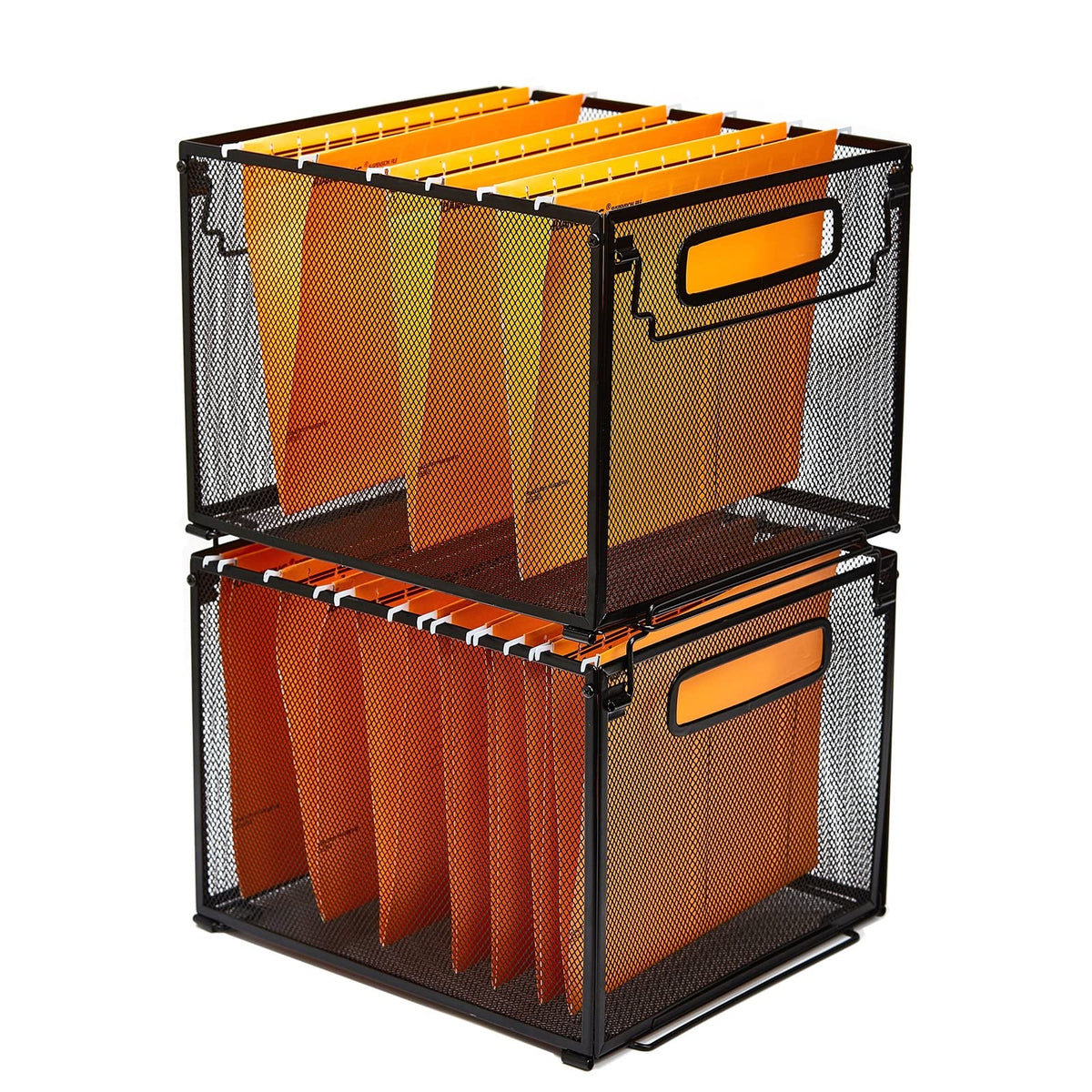 SETTFRFE 2 Pack File Organizer,Metal File Crates for Hanging Folders,Black