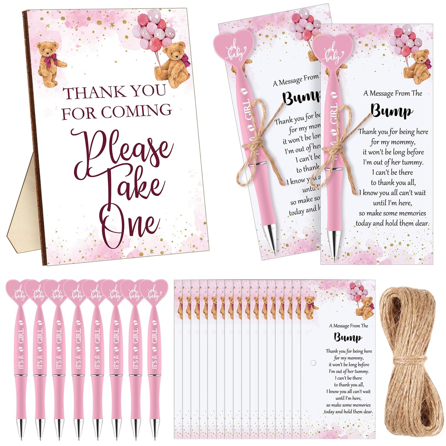 Qeeenar 50 Set Gender Reveal Gifts for Guests Baby Shower Favors, Pink