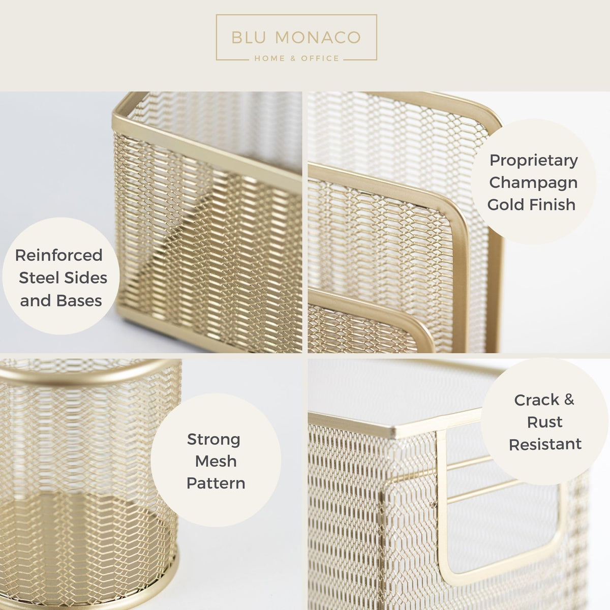 BLU MONACO | Gold Desk File Folder Organizer Set | Desktop Hanging File Organizer with Letter Size