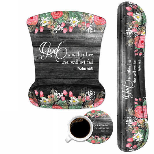 Keyboard Wrist Rest and Mouse Wrist Rest Pad Set with Coasters, Ergonomic Support, Non-Slip PU