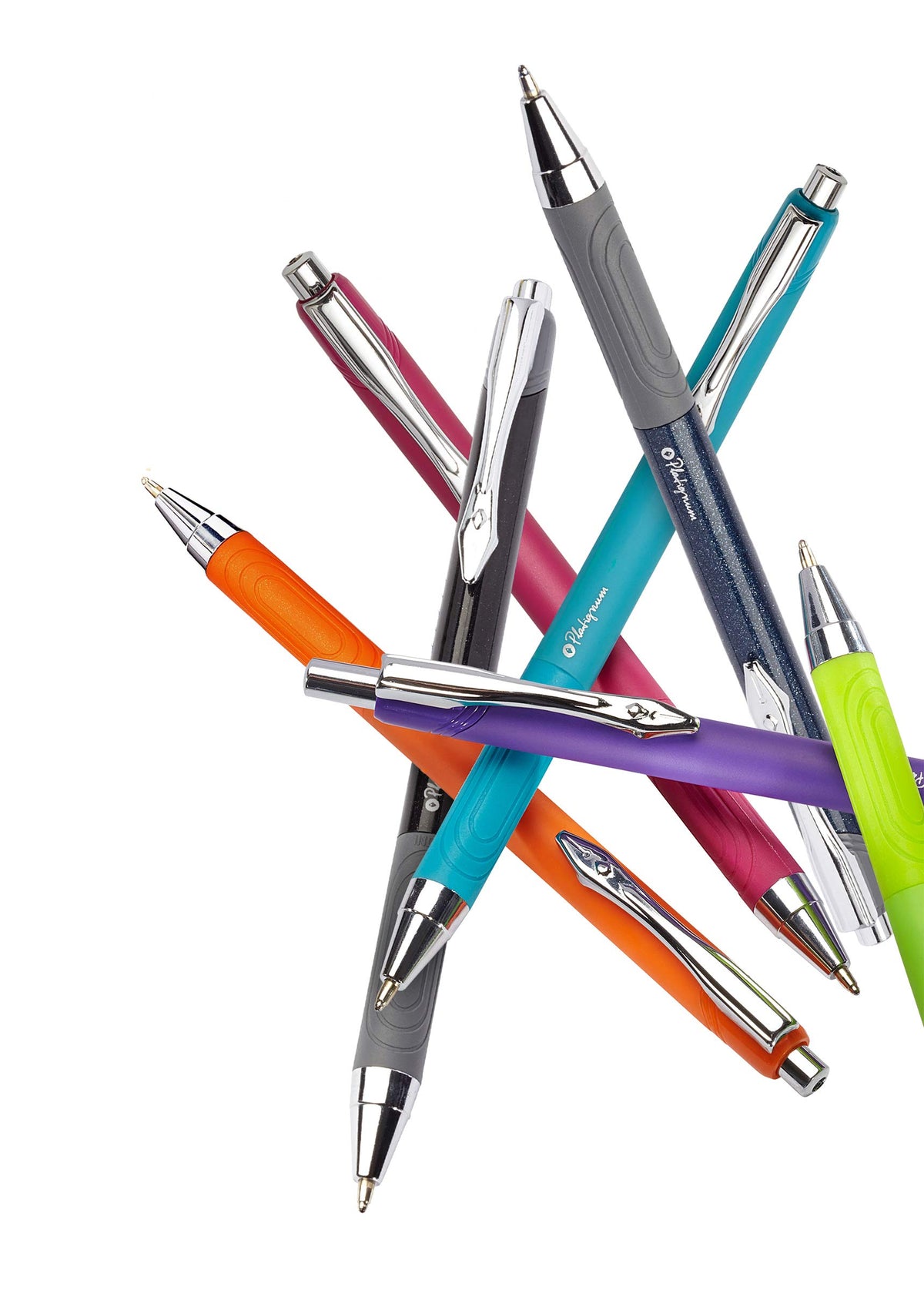 Platignum Tixx Purple Ballpoint Pen [Pack of 12] Soft Grip Barrel with Hybrid Gel Ink for
