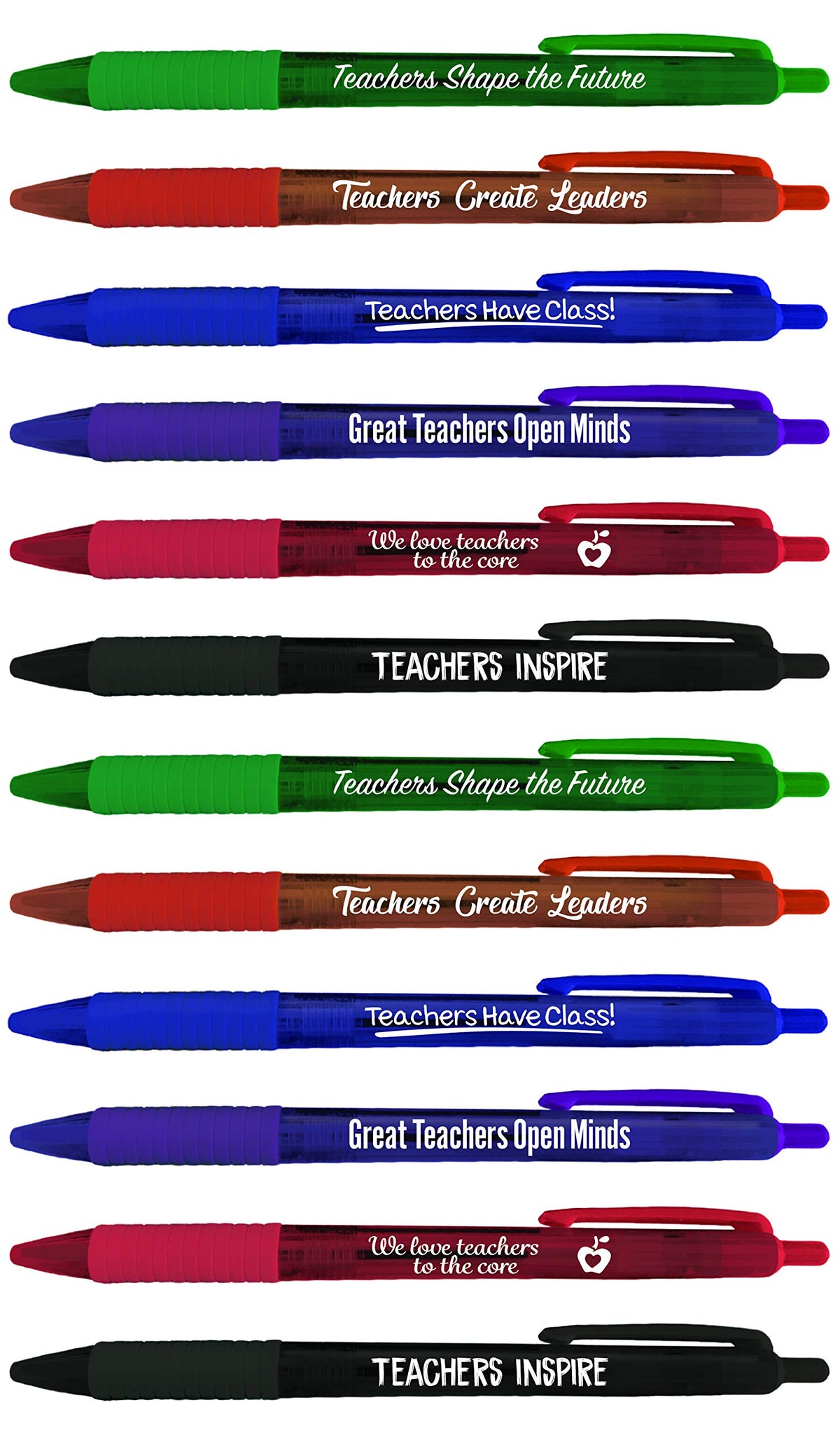 Greeting Pen Teacher Appreciation Translucent Ballpoint Pen Pack - Inspirational Pens for Teachers