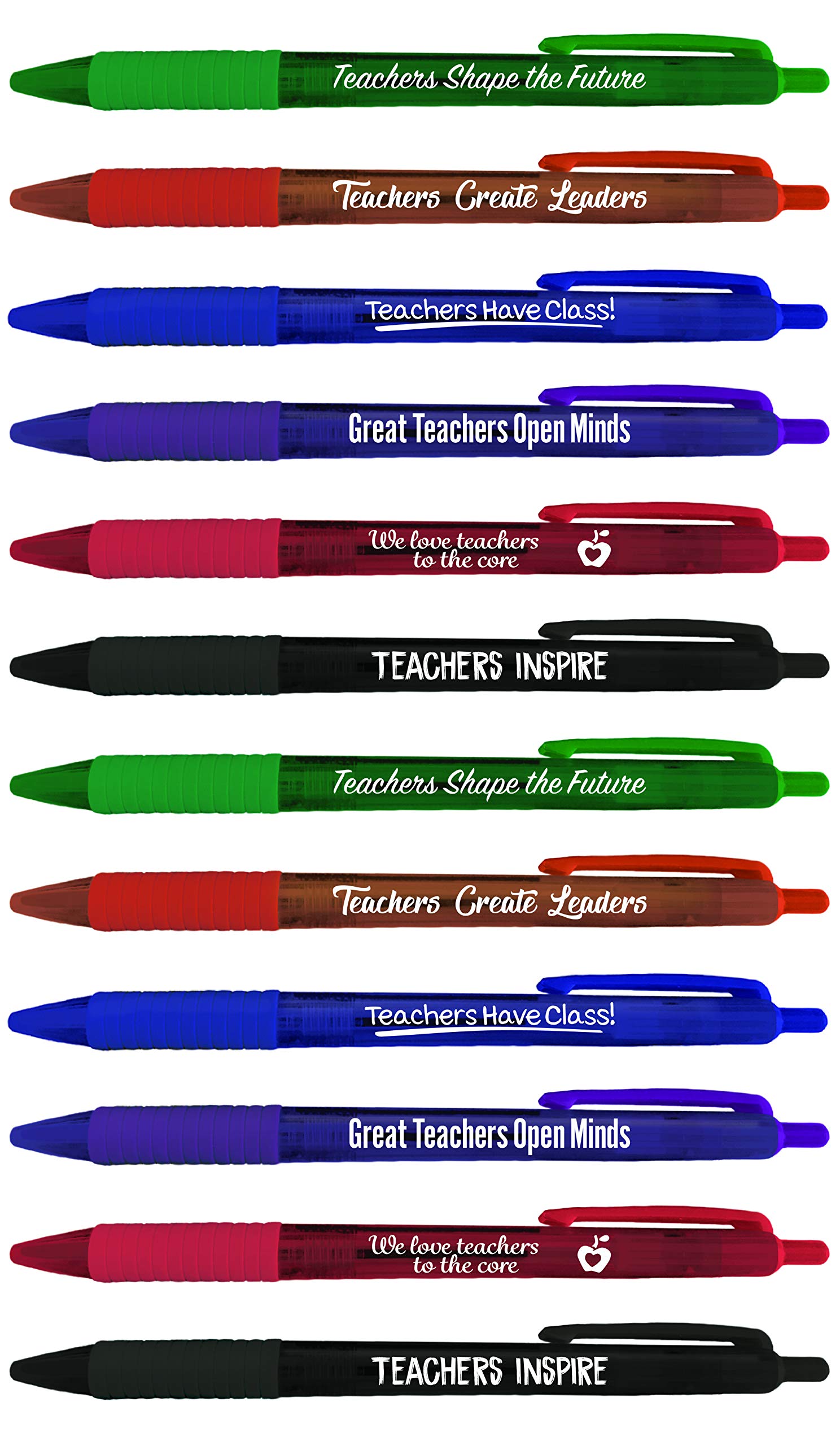 Greeting Pen Teacher Appreciation Translucent Ballpoint Pen Pack - Inspirational Pens for Teachers