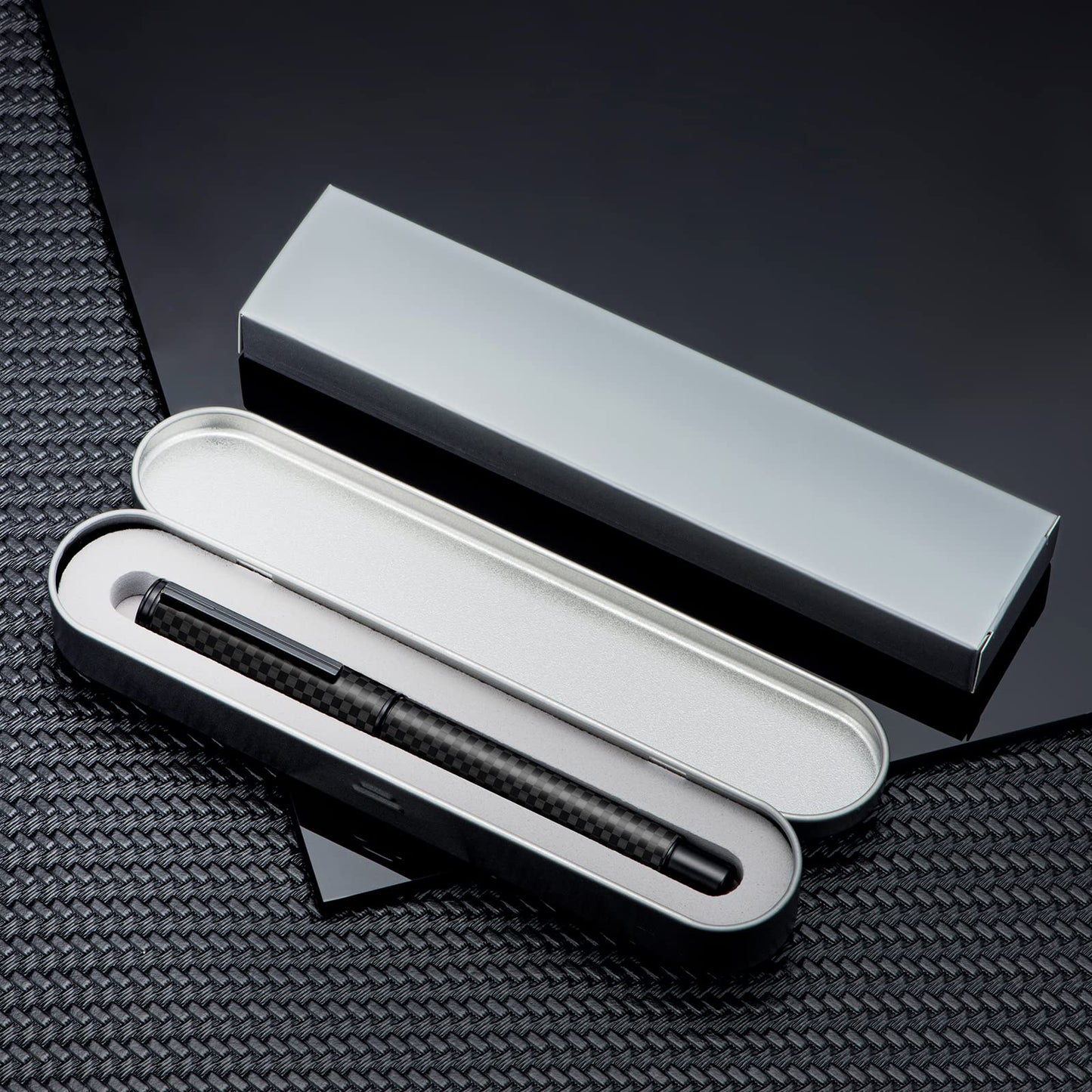HONG DIAN Black Forest Pro Carbon Fiber Fountain Pen, Medium Nib Modern Design Smooth Writing Pen